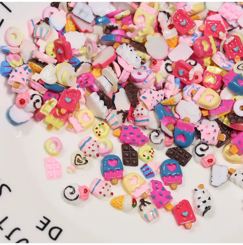 

Hot Selling Japanese Style 30pcs/Bag Kawaii Ice Cream Cake Design Resin 3D Kawaii Nail Charms for Nails Accessories, As picture show