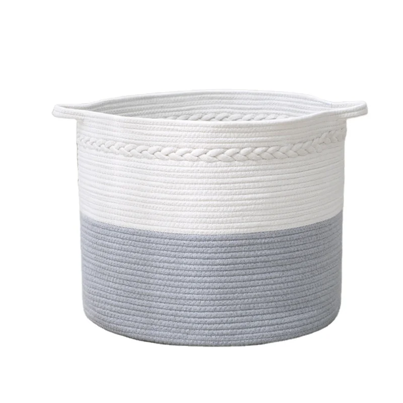 

Factory direct selling cheap and stylish and multi-function nice large home storage cotton rope basket, White/black/gray/navy blue/mix colour