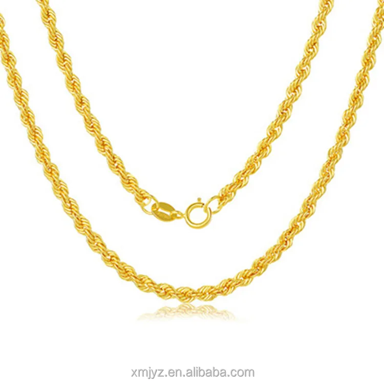 

Certified 18K Gold Necklace Hemp Rope Choker Au750 Twist All-Match Simple Spot Water Shell Wholesale Drainage