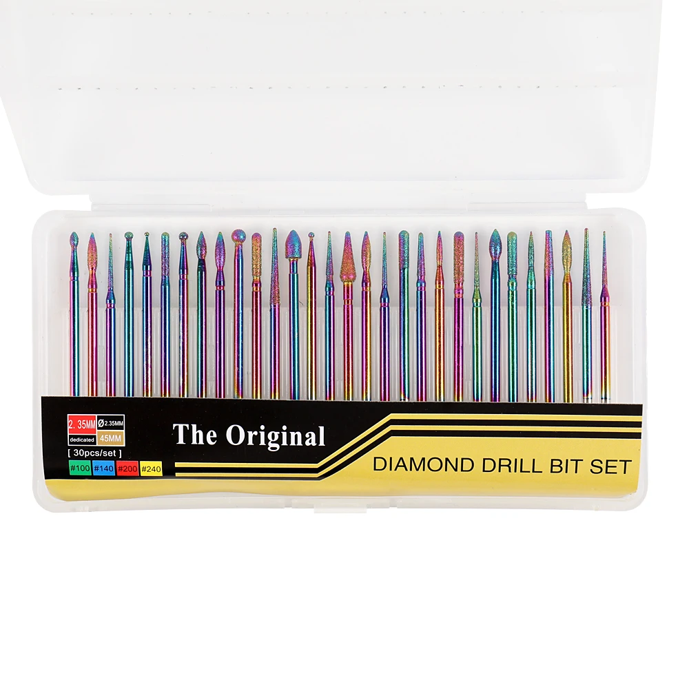 

BQAN Gradient Rainbow Colorful 30 pieces one set Diamond Nail Bit Set