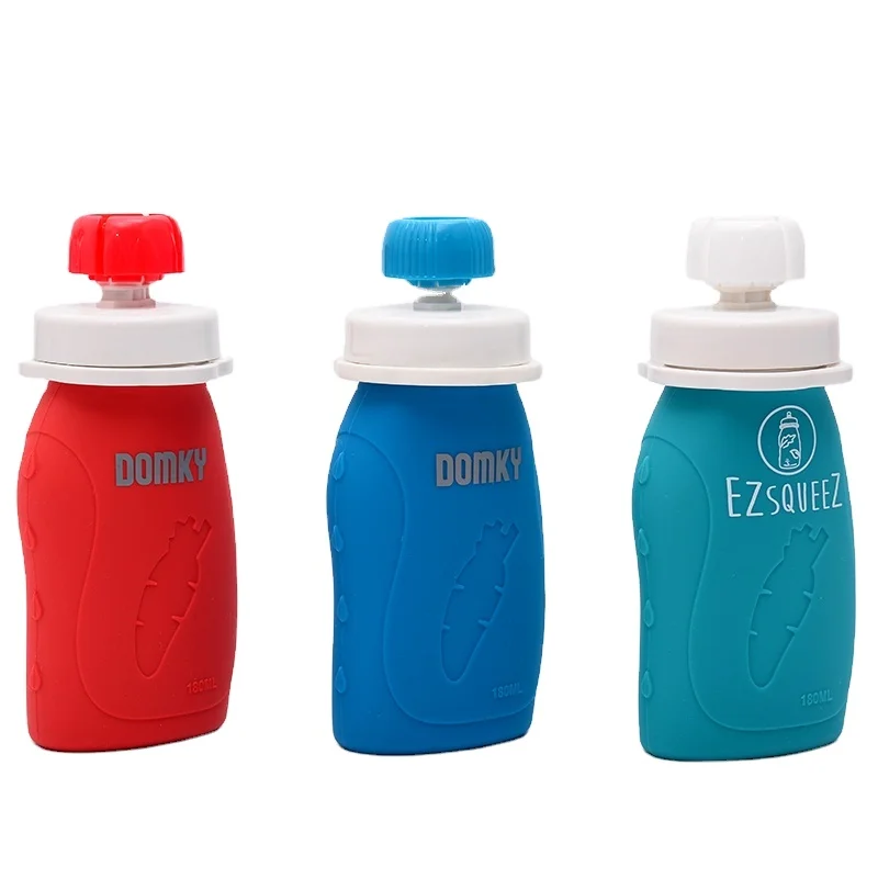 

Custom printed Reusable silicone baby food water spout pouch bottle
