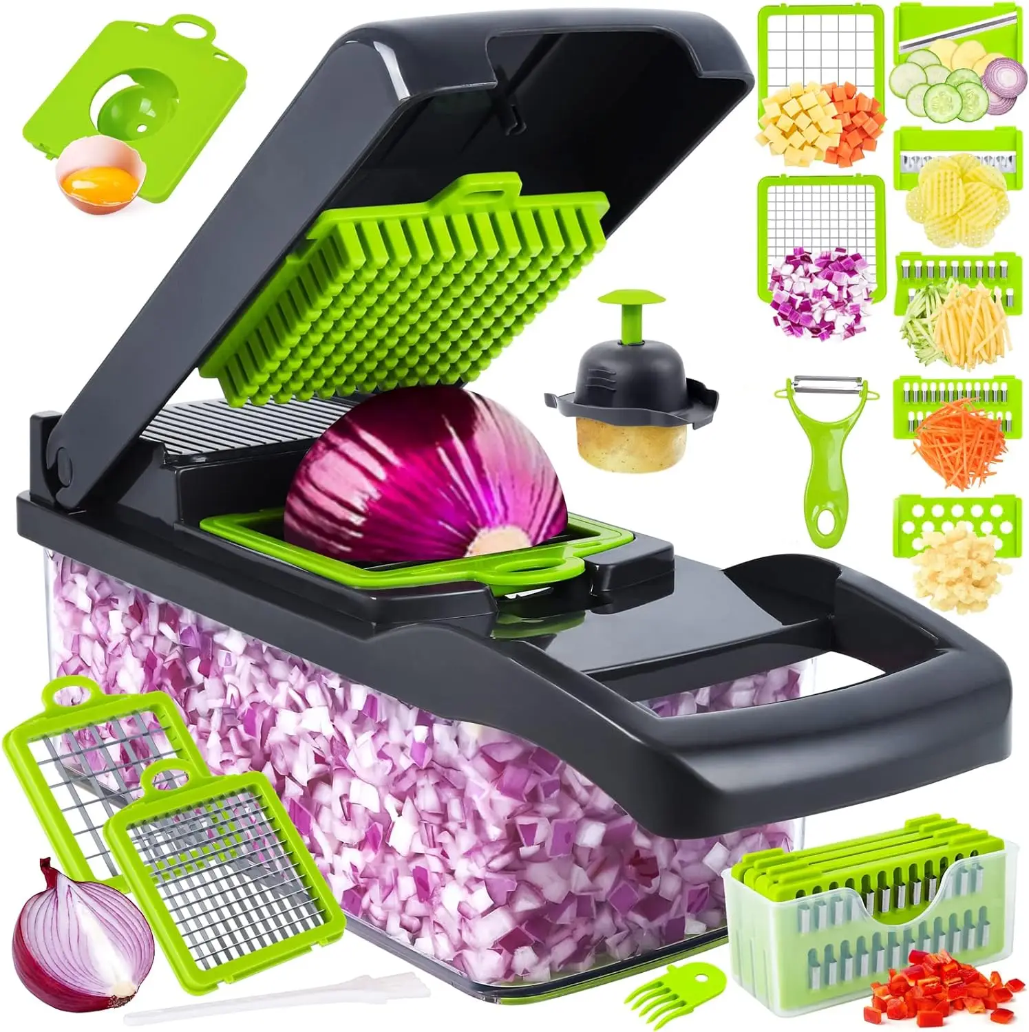 14 in 1 Multipurpose Chopper Grater Peeler Chipser Unbreakable Food Grade Body Button Slicer Dicer Cutter for Kitchen