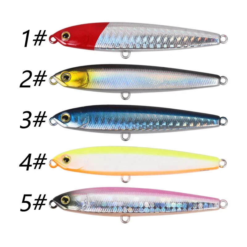 

Hot selling sinking 81mm 10g hard plastic pencil bait custom color pencil lure bait for ocean rock beach fishing, Customizable