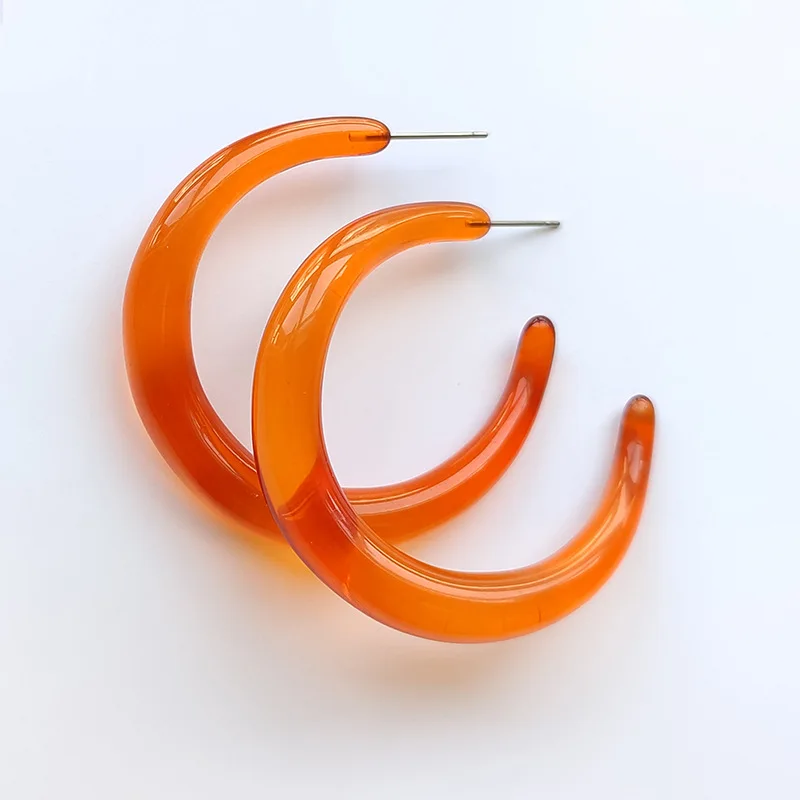 

Korean Style Transparent Acrylic Resin Earrings for Women Girls Blue White Orange Color Acetate Round Hoop Earrings Jewelry