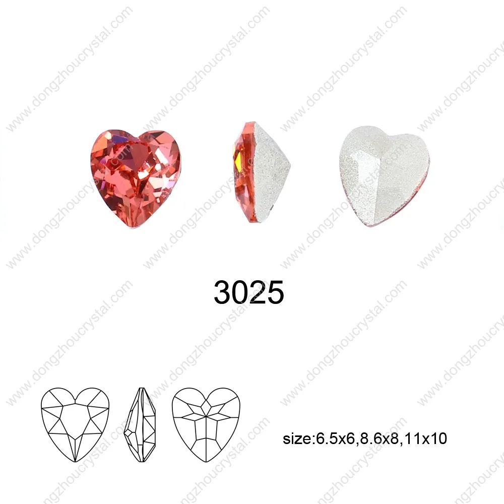 

Wholesale Dongzhou crystal gemstone beads pointed back heart shape crystal glass rhinestone for jewelry making