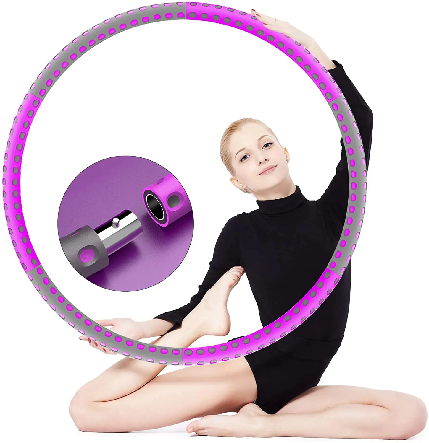 

Flexible Aluminum Hula Loop Ring Hoop 2021 Purple Metal Tape Set Adjustable 8 Sections Stainless Steel Hula Hoops, Purple+gray, pink+blue