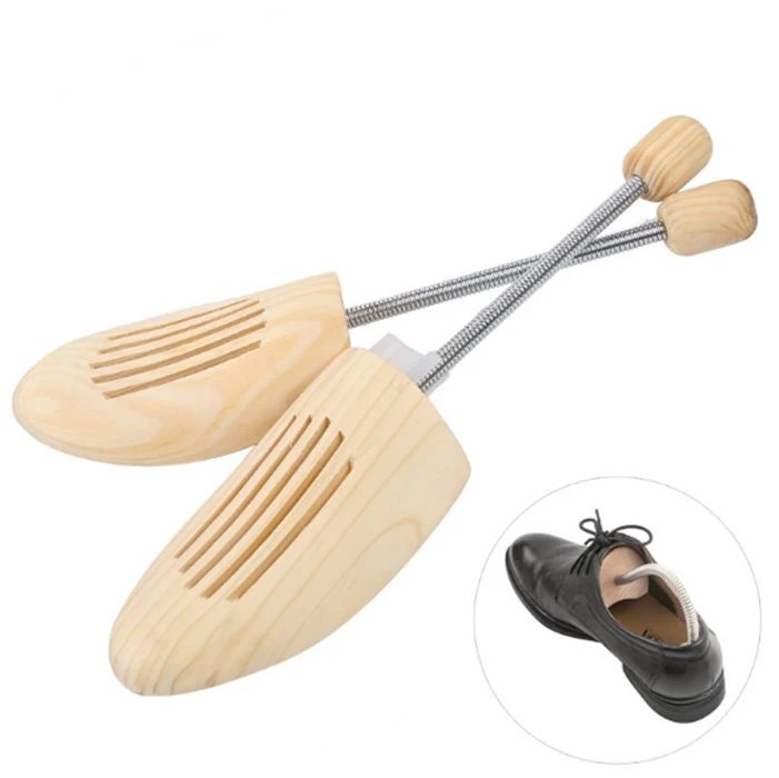 

Wooden Two Way (Length & Width) Shoe Stretcher Men Shoes/ Shoe Expander with Hook Handle in Beech/Hardwood (Varnished), Wood color