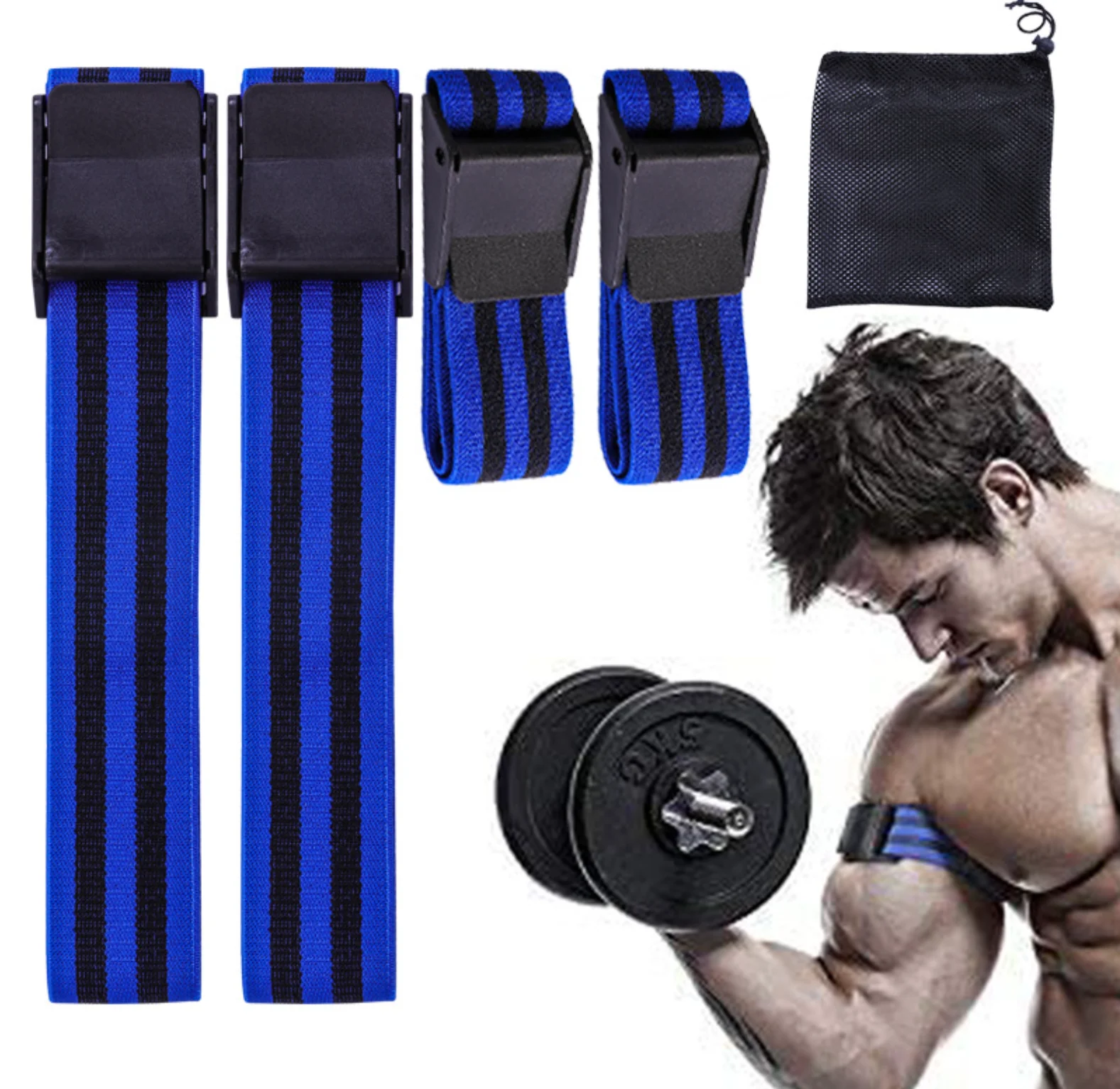 

Occlusion Bands for Weight Lifting BFR booty bands leg use blood Flow Restriction Bands, Red+black / blue+black