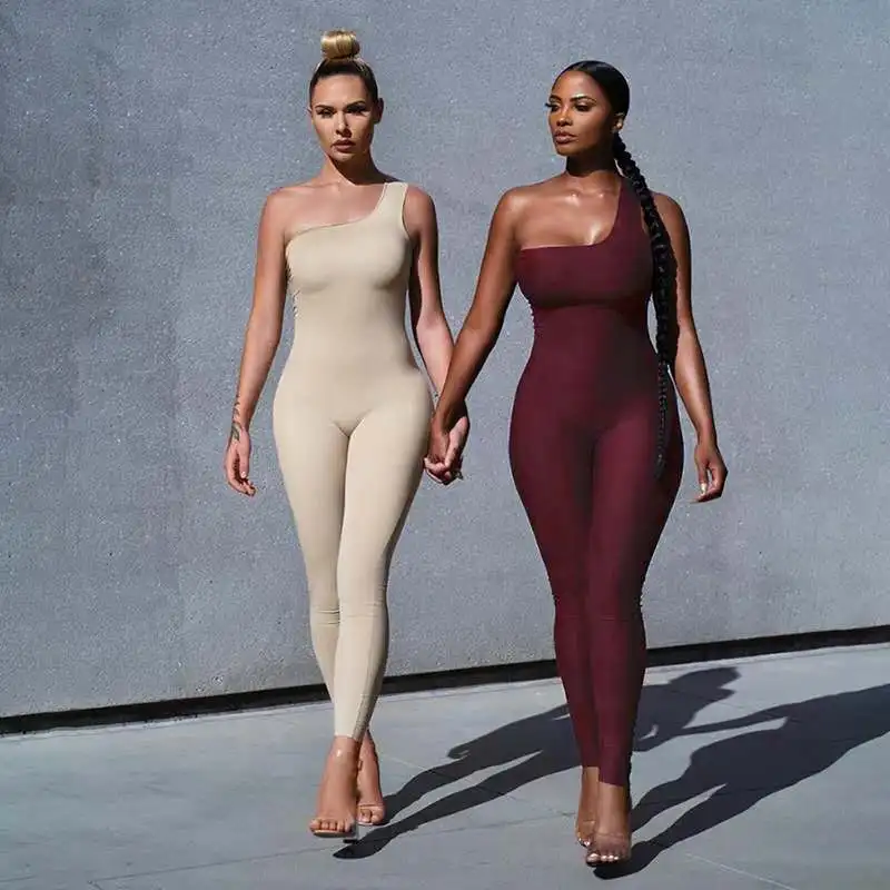 

2020Women's fashion sexy off-shoulder hip-fitting sports jumpsuit