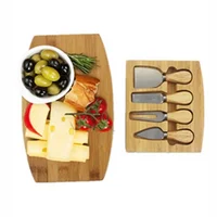 

Eco-friendly Bamboo Wood Cheese Board Set with 4 Tools in a Hidden Slide-out Drawer factory BSCI