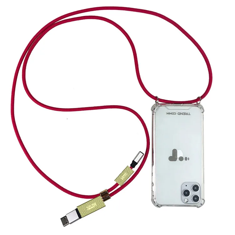 

For iPhone 11 Pro Max USB Necklace Anti Drop Phone Case With Chain