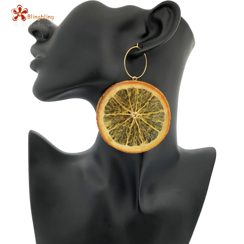 

Natural real Orange slice in resin earrings, Multi colors