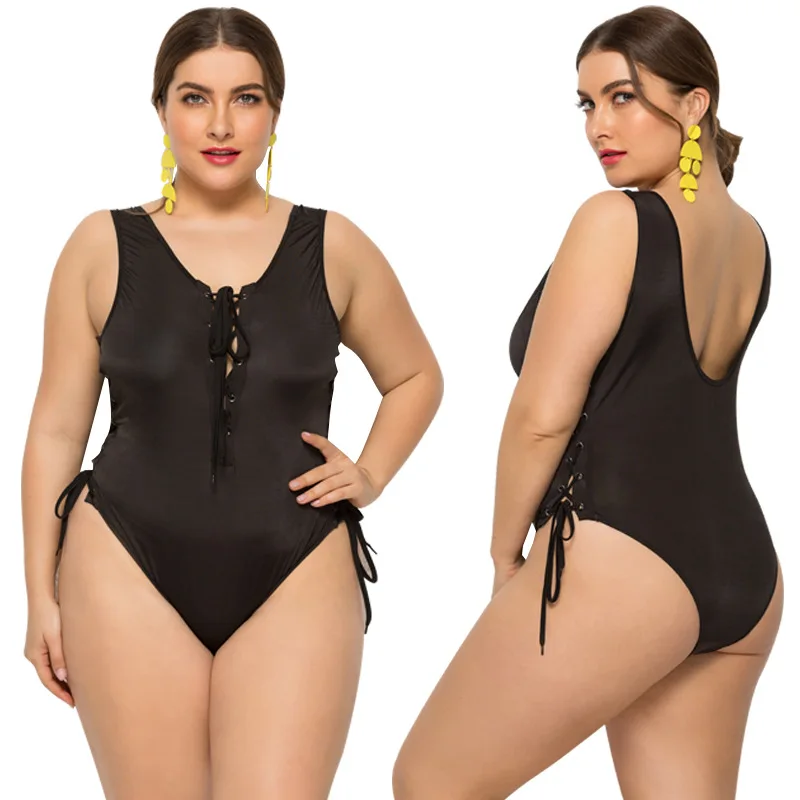 

YZ-1088 The New Lady Fertilizer Pure Color Conjoined Fat Woman Big Yards One Piece Fat Women Sexy Swimsuit