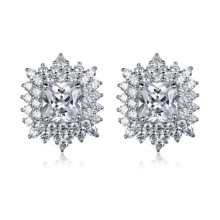 

Elegant 925 Sterling Silver Simple Round Stone Shine Stud Earrings