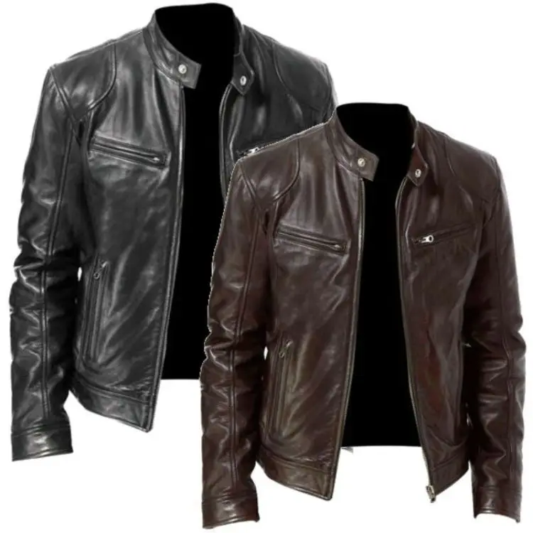 

Fashion designs plus size classic biker jacket motorcycle leather Jacket for men