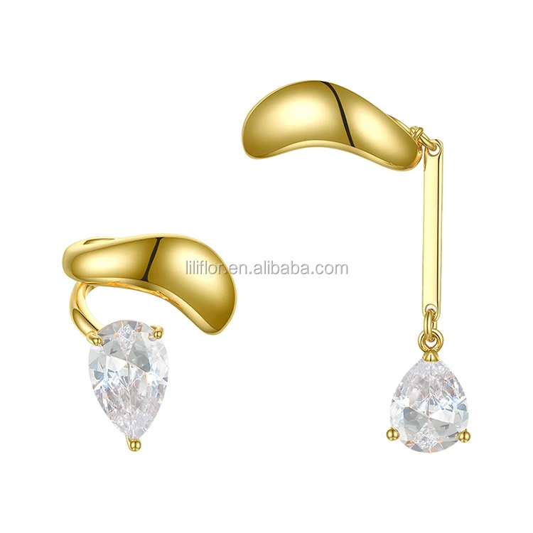 

High Quality 18K Gold Plated Environmental Brass Zircon Pendant Earrings E201151