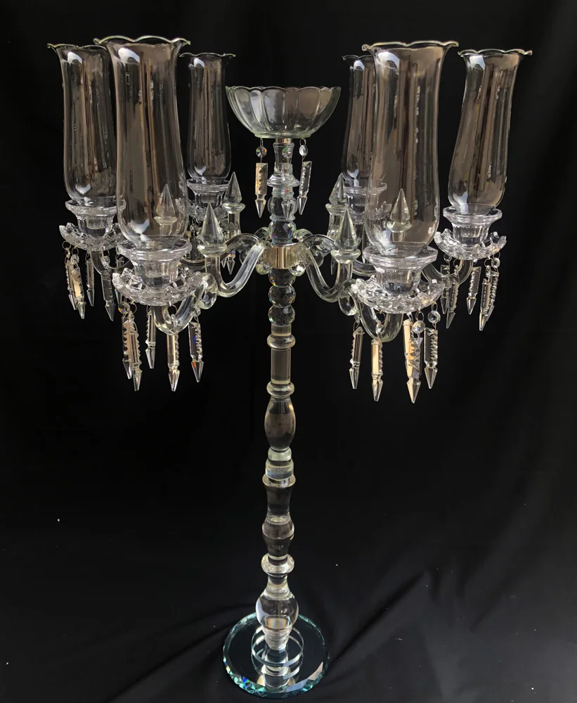 Glass Hurricane 7 Arms Crystal Wedding Candelabra Mhz0243 Buy Table Candelabra,Wedding