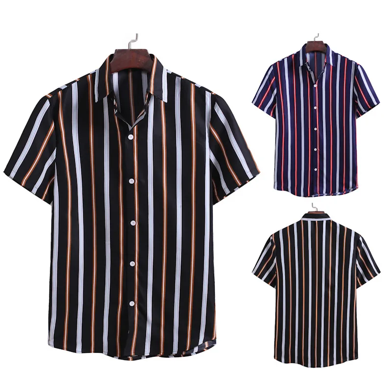 

Men's business striped short-sleeved shirt thin British style shirt men