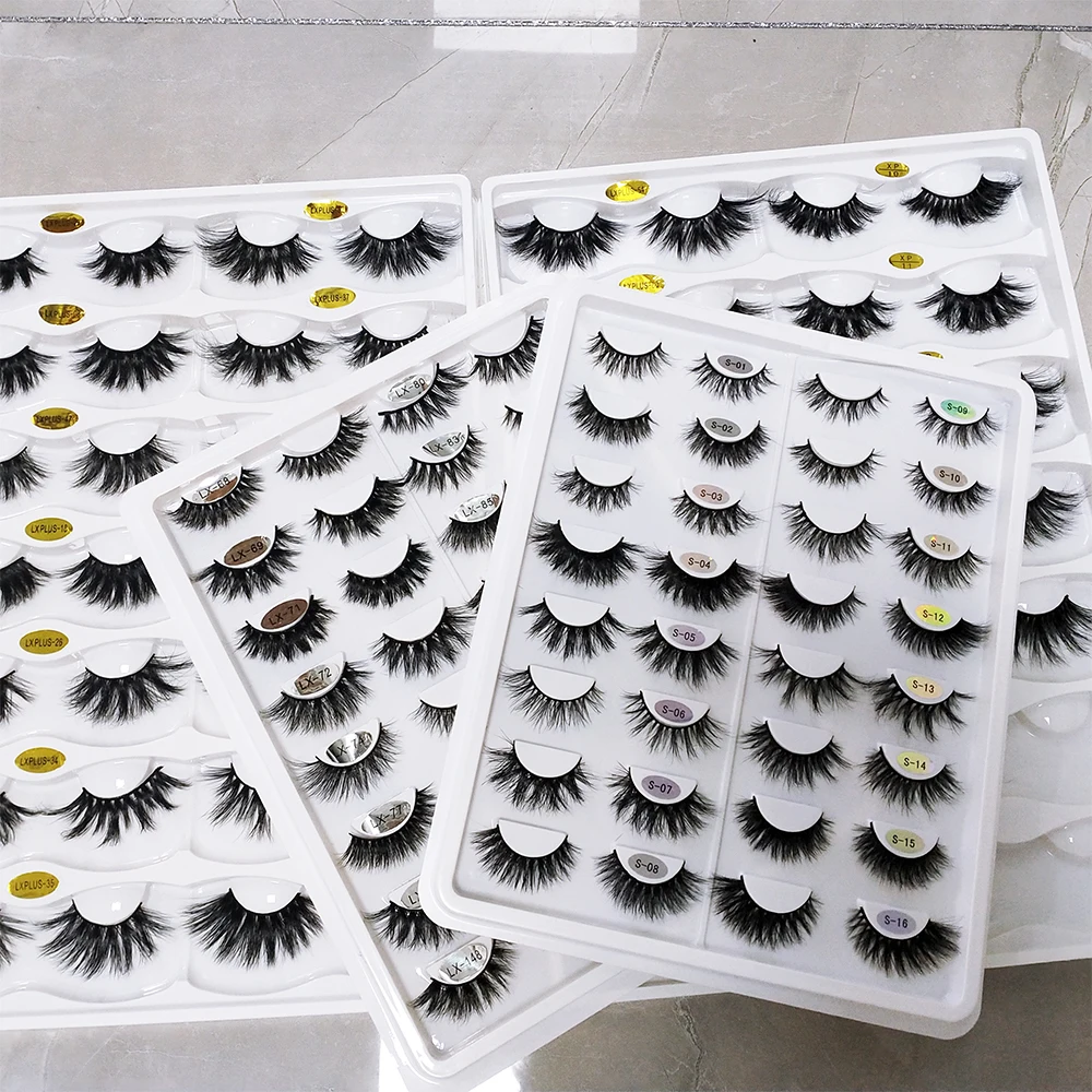 

New Styles Super Fluffy Mink Lashes 3d 5d wholesale Vendor Own Brand Extra Long Luxurious 25mm Mink Eyelash, Black