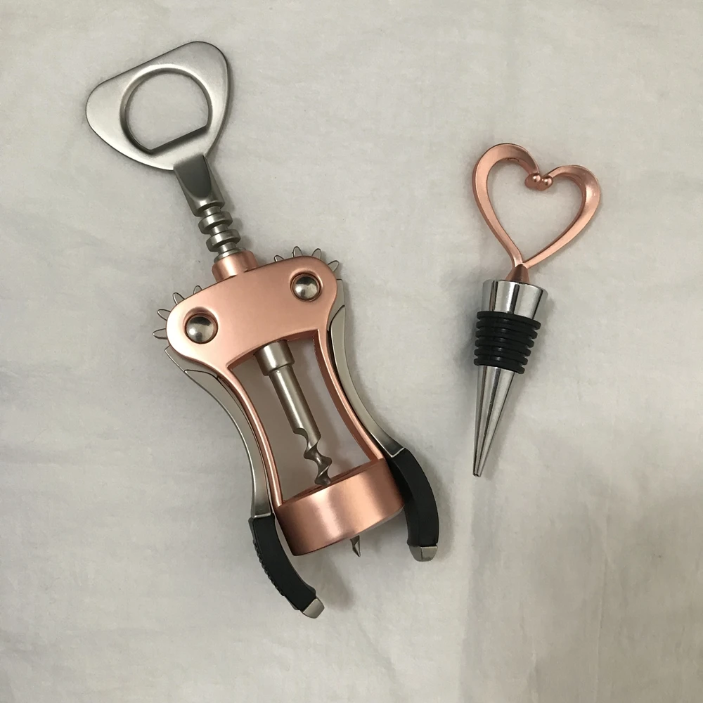 

rose gold wine corkscrew bottle opener bottle stopper gift set with box in stock