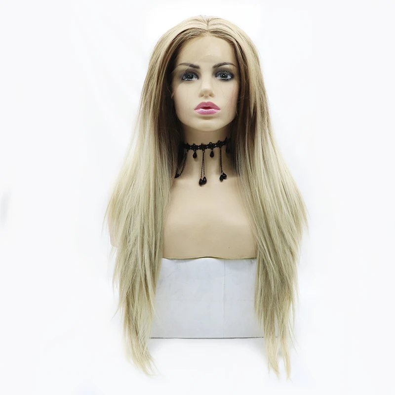 

Wholesale Fashion Style Mixed Light Brown Color Cheap Synthetic Wig Without Virgin Hair