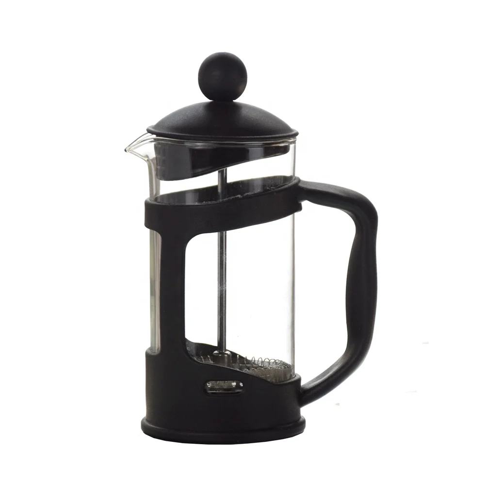 

Ecocoffee 350 ml Borosilicate Glass Coffee Pot With Plunger French Press Coffee Maker Kitchen Milk Frother, Black