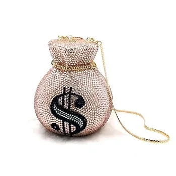

2021 Xianjian Money Bags US Dollar Diamonds Crystal Clutches Party Purses Lucky Bag Diamond Clutch Bag Custom Made Purse