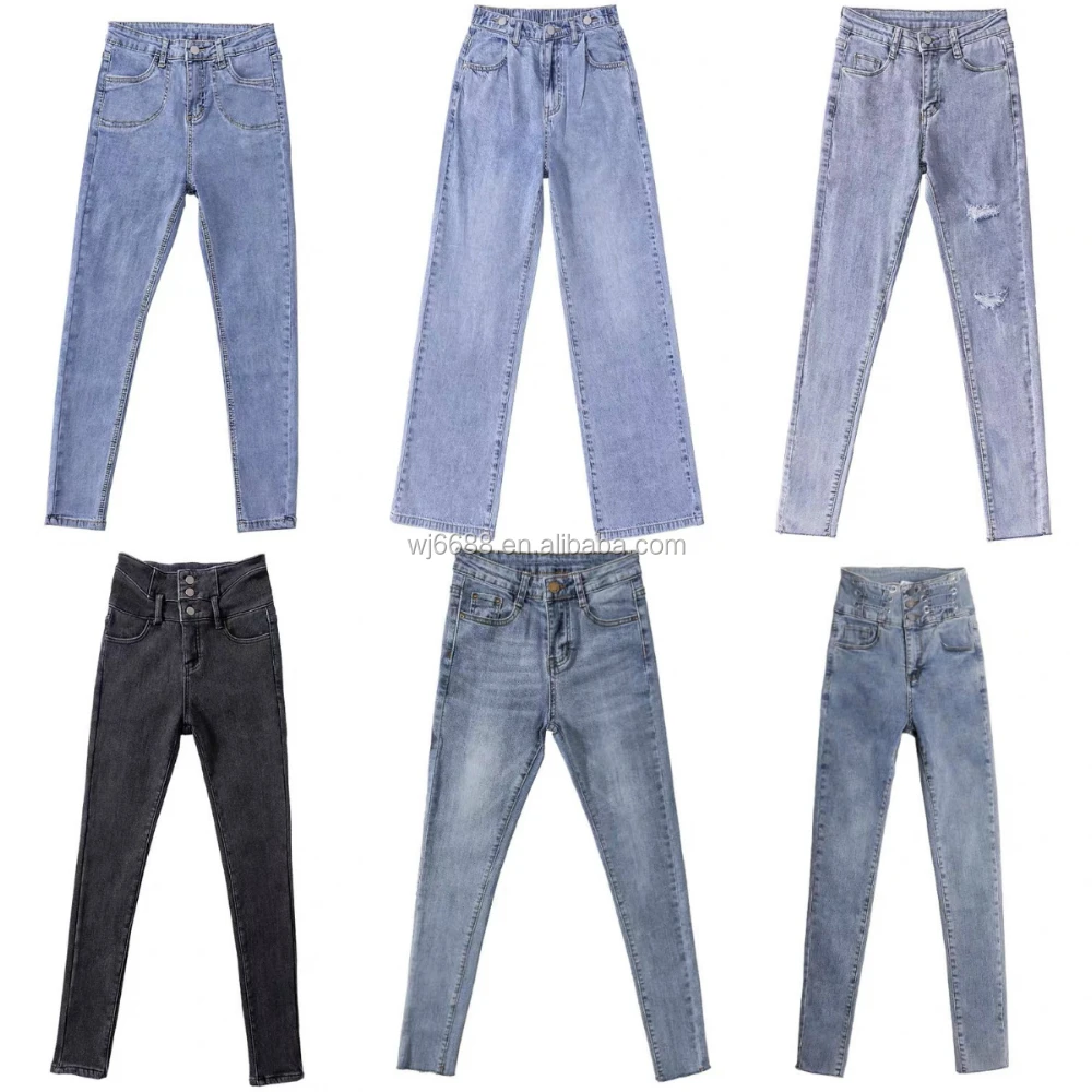 

Hot sale denim Stretched Skinny Trousers Denim Fabric High Waist Women Jeans