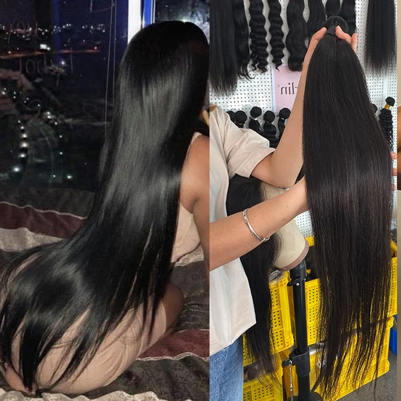 

Raw brazilian cuticle aligned virgin human hair extension wig 40 inch human hair straight bundles with lace frontals