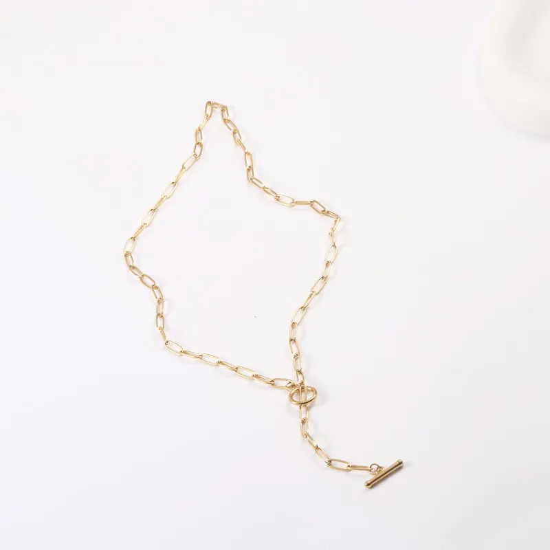 

Joolim 18K Gold Plated Oval Link Chain Toggle Necklace Stainless Steel Necklace Jewelry Wholesale