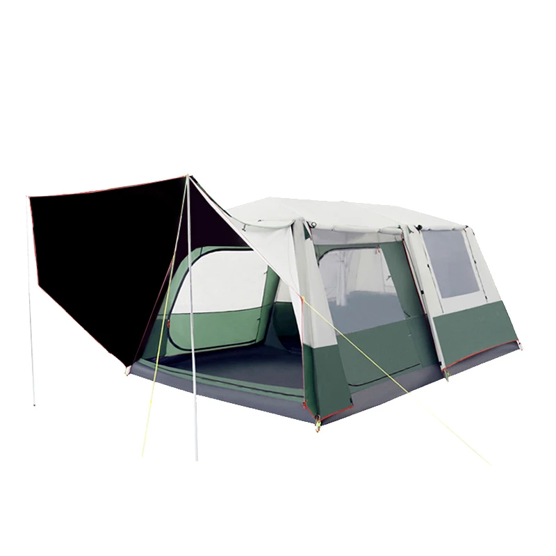 

8-12 8 10 12 Person 3 Room Full Size Big House Turbo Waterproof Double Layer Large Luxury Outdoor Camping Family Tent, Green