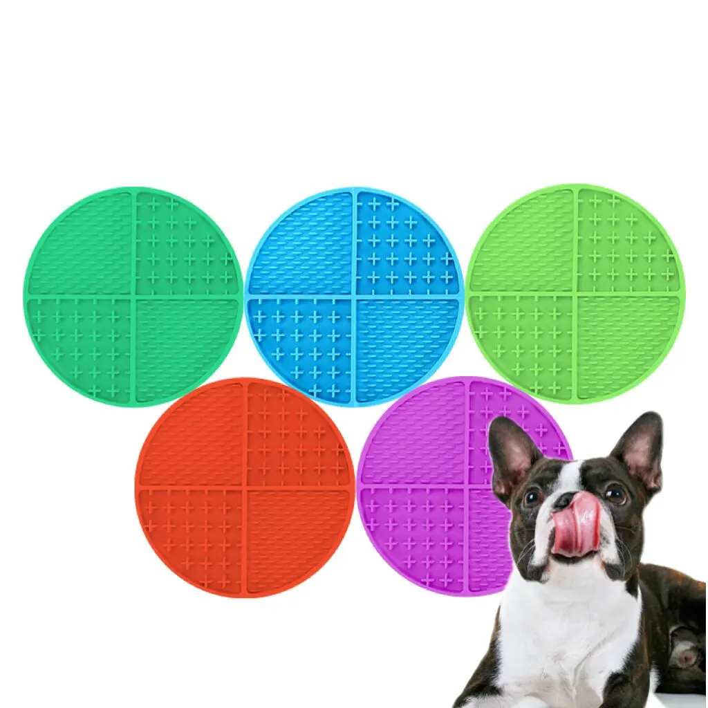 

Highly Quality No Spill Dog Cats Lick Mat Pet Slower Feeder Pad Feeding Cats Dogs Licking Mat Pet Silicone Food Dispenser, Blue,purple,orange,mint green,luminous green