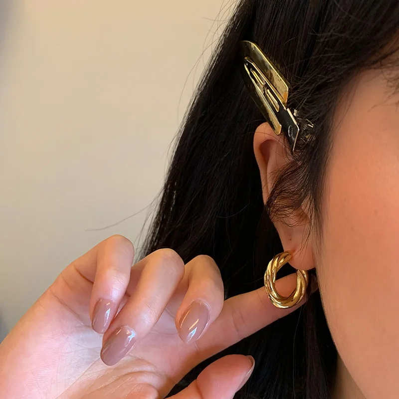

Fashion Dainty Brass 2.3cm 2.8cm Gold Twist Hoop Earring Famous Brand Designer Twisted Chunky Hoop Earrings for Women