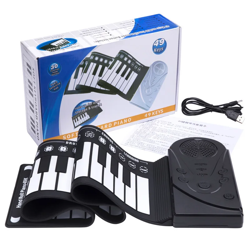 

49 key speaker hand roll electronic piano portable folding electronic soft keyboard roll up the piano-MUSIC