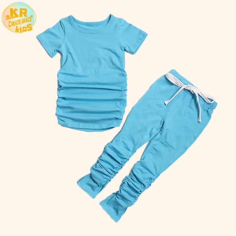 

Wholesale Hot Sale Unisex Custom Tracksuit Solid Blue Waist Rope Jogging Suits Baby Clothing Sets, Customized color