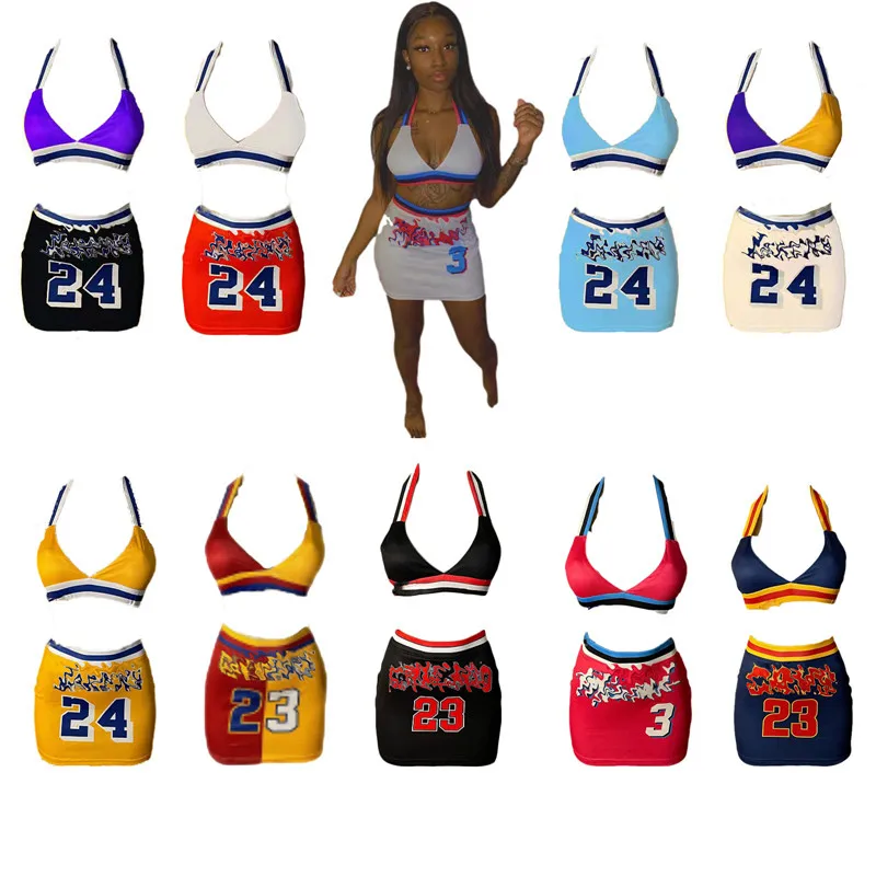 

2022 Hot Sale Classical Women 2 Piece Sets Basketball Jersey Short Dress Woman Jersey Two Piece Skirt Set, 6 colors
