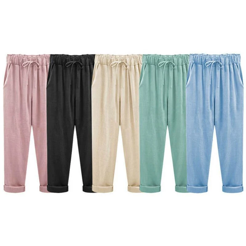 

Women's Pants Summer New Style Linen Pants Comfortable Nine-Cent Pants, Customized color