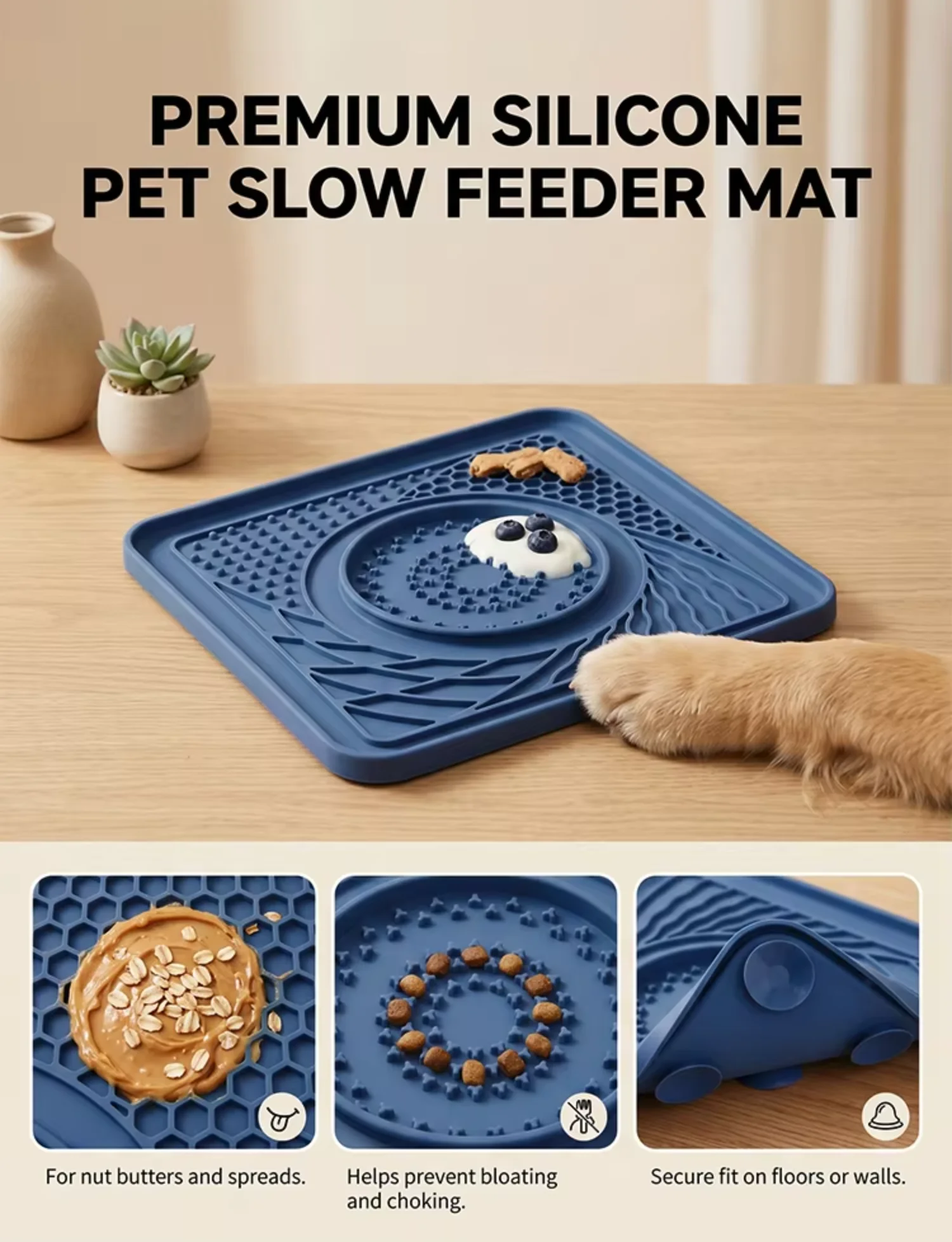 Food Grade Silicone Portable Lick Mat for Pets Slow Food Dispensing Pad Anti Skid Base Interactive Calming Treat