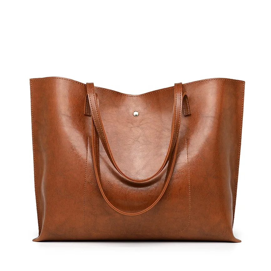 

2020 classy PU leather brown designer handbags famous brands custom logo casual tote bags for women ladies