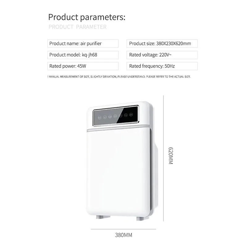 
Home Activated Carbon Adsorption Manufacturer Hepa Negative Ion Air Purifier 