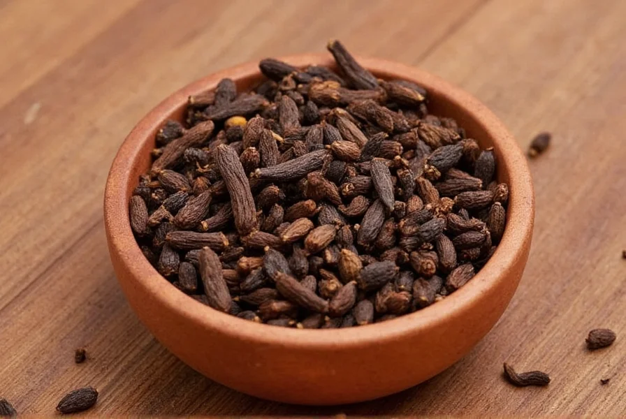 Whole cloves in glass spice jars with proper storage labels showing date and conditions