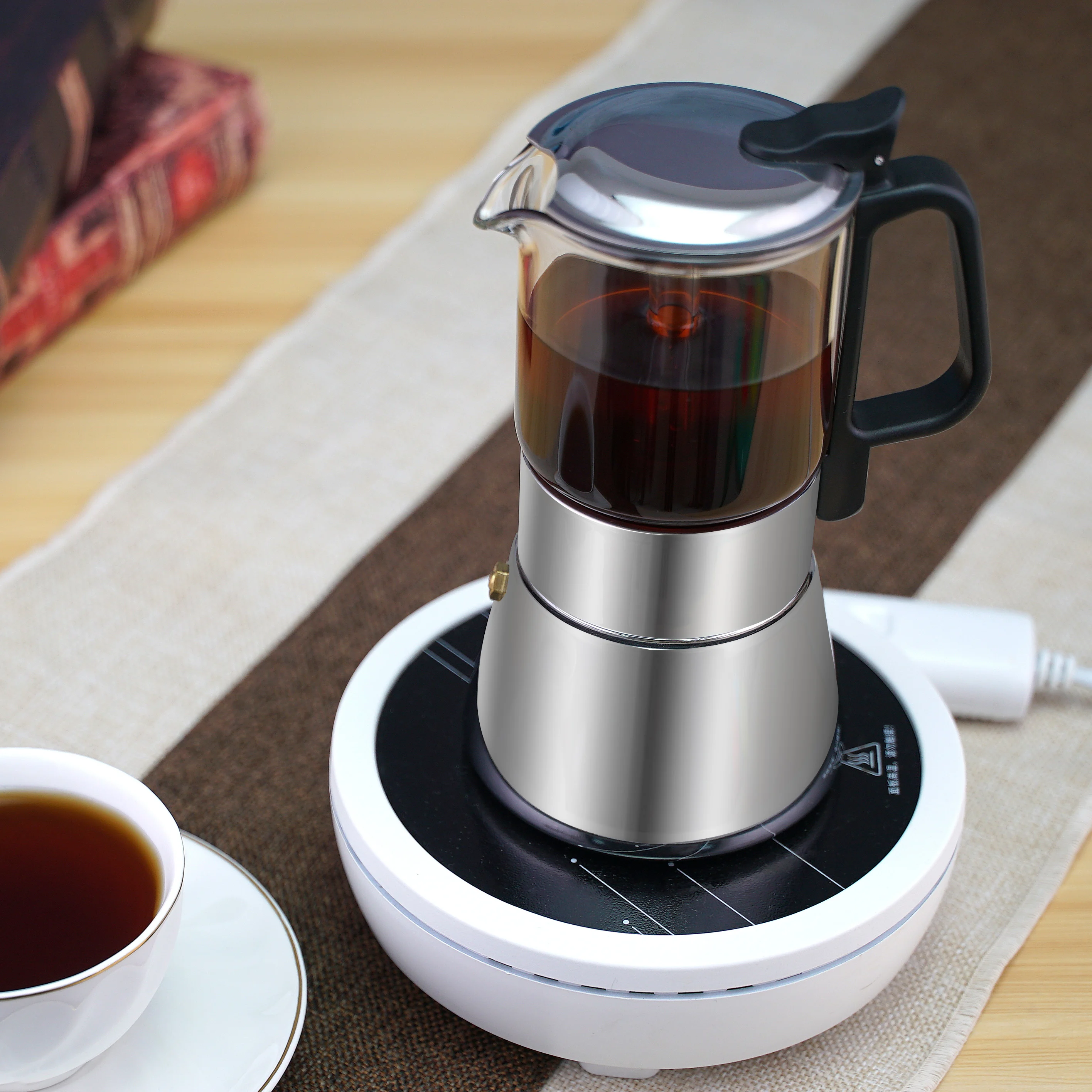 

Food Grade 304 Stainless Steel And High Borosilicate Glass Coffee Maker Glass Pot, Transparent