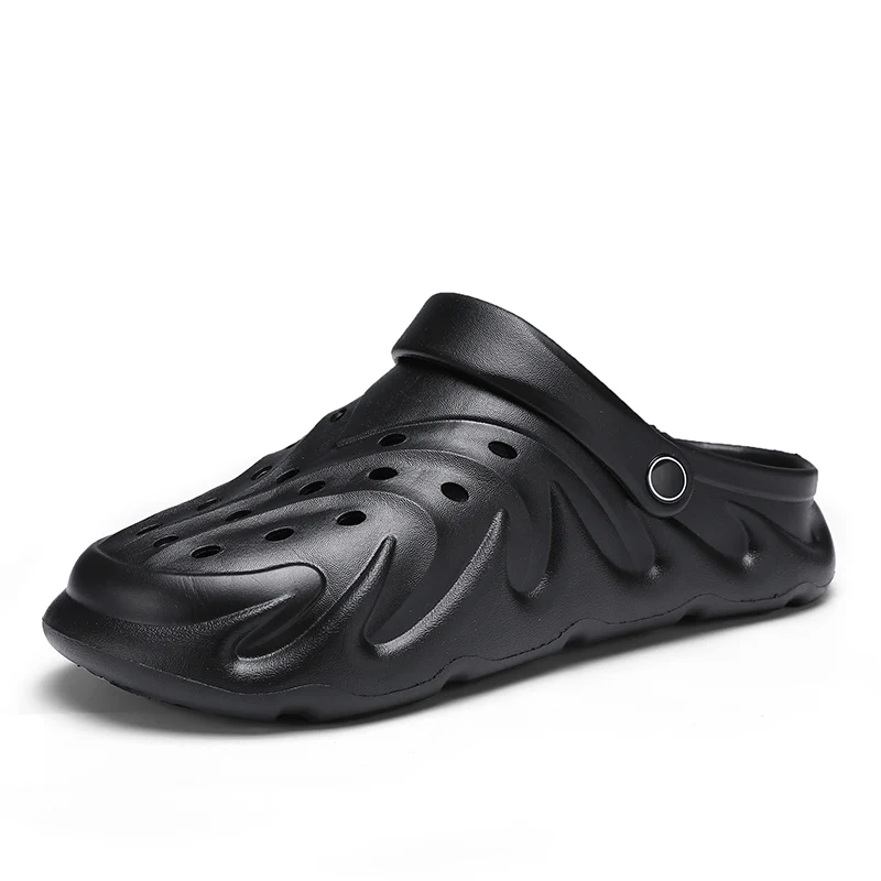 

Men's Slip-On Cave Slippers Summer Breathable Outdoor Leisure Beach Shoes Lightweight Sandal Croc Shoe, Black/grey/beige