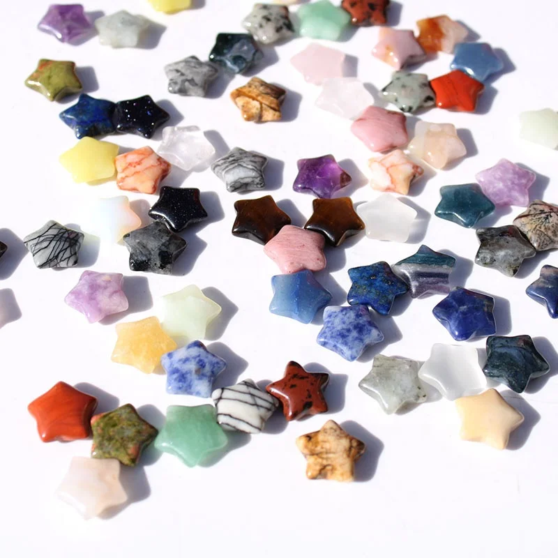 

Wholesale Price Natural Multi Material Mixed Crystal Mini Little Stars Carvings For Pendant