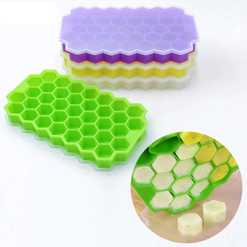 

Silicone Ice cube mold for whiskey 37 cavities honeycomb Silicone mini ice cube mold, Blue/green/black