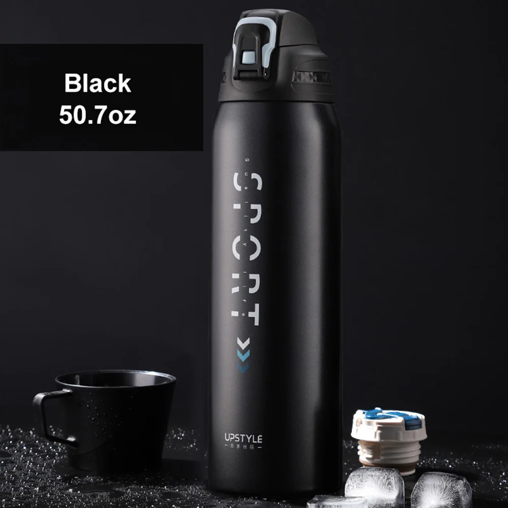 

2021new model private label black 40oz 24hrs hot vaccum thermo flask 1 litre stainless steel fast flow water bottle bulk for men, Customized color