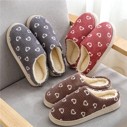 

Wholesale flip flop Simple Winter Indoor Home Thickening Woman Men Warm Cotton Slippers, As shown