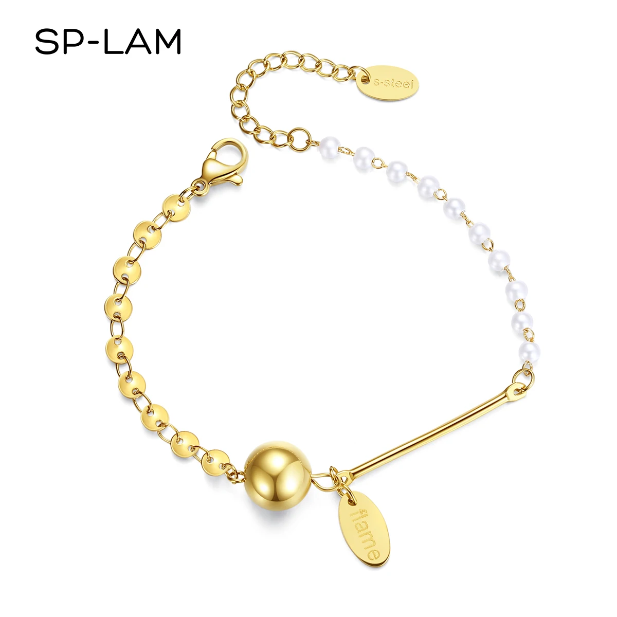 

SP-LAM Pearl Adjustable Bracelet Jewelry Stainless Steel Fancy Design Ball Chain for Women Wholesale