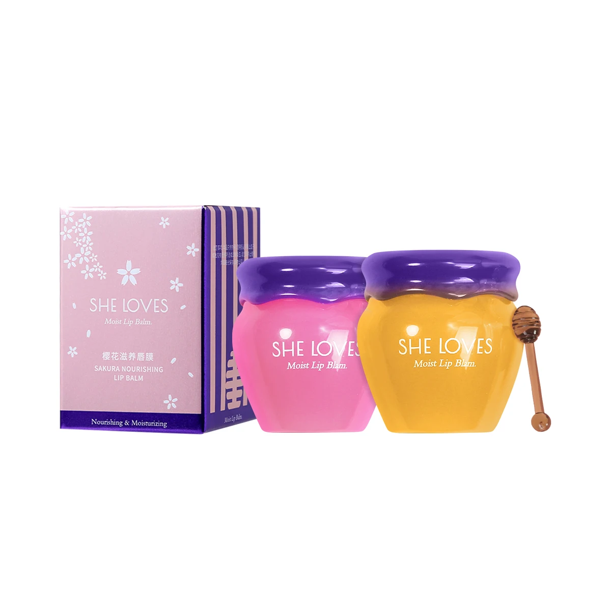 sheloves wholesale private label glass canned cute waterproof cherry blossom nourishing organic honey lip balm lip sleeping mask
