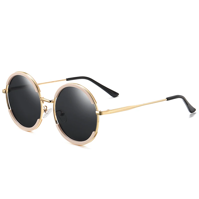 

2020 New fashion high quality wholesale round vintage metal with PC private label women polarized sunglasses